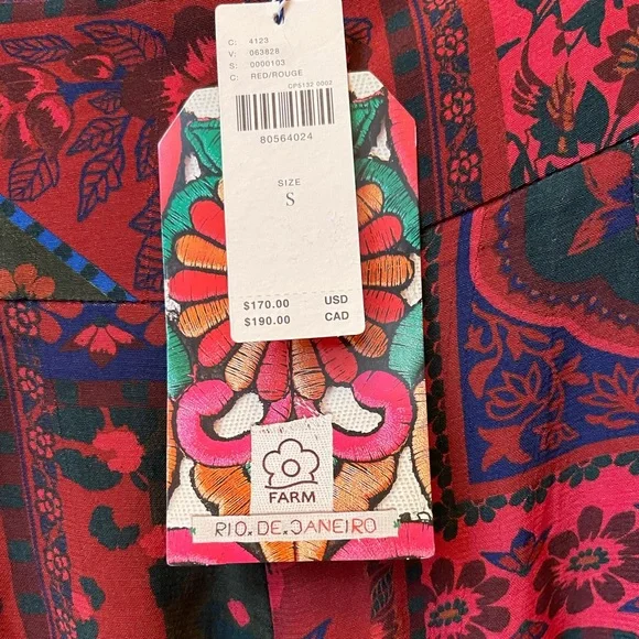 FARM Rio Red and Green Wide Leg Pants - Picture 8 of 8